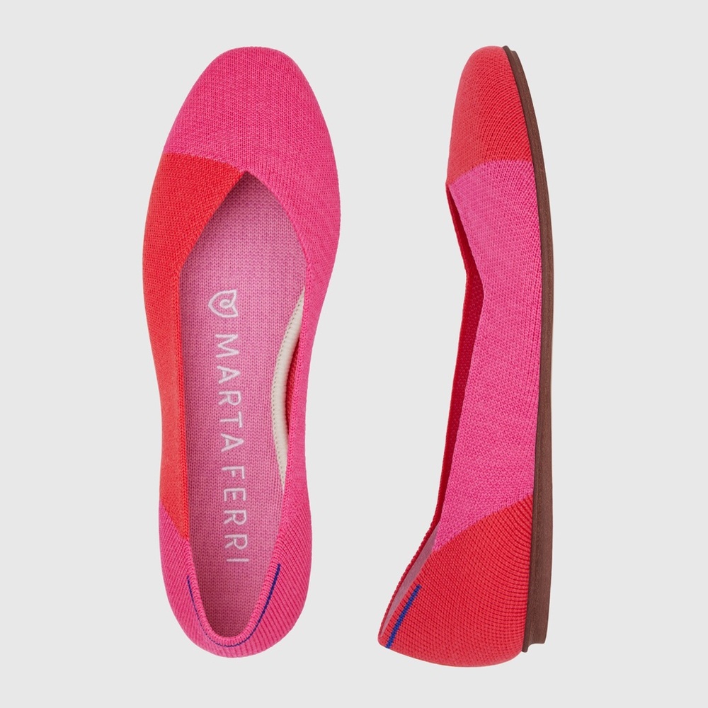 NEW Rothy’s Marta Flame Azalea Square Toe Flats 8